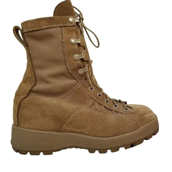 Military Combat Lace Up 6W Tan Leather Hot Boots Grunge Streetwear Punk