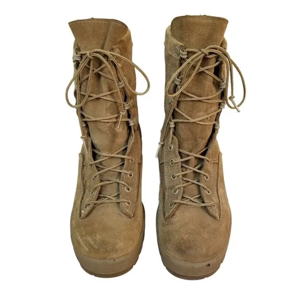 Military Combat Lace Up 6W Tan Leather Hot Boots Grunge Streetwear Punk