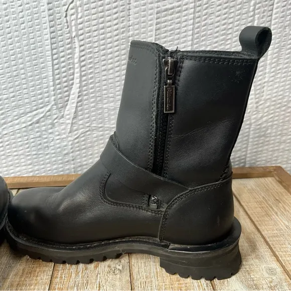 Milwaukee Double-Zip Buckle Strap MotorCycle Riding Boots Size 6.5C