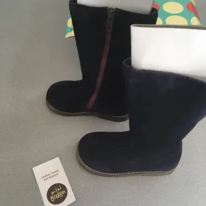 Mini Boden Tall Leather Boots Navy Suede sz 10 NIB