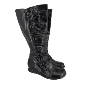 Mix Mooz Bloom Button Boots Tall Black Leather Modern Vintage Size 6.5 Victorian