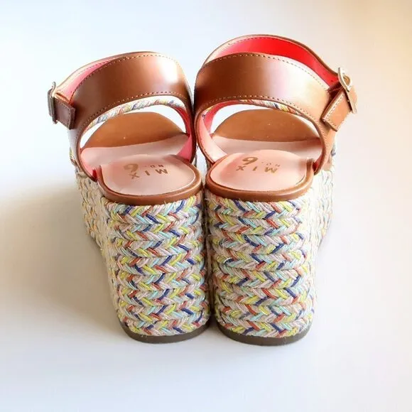 Mix No. 6 Cammie Multicolor Platform Wedge Heel Espadrille Sandals Summer Shoes