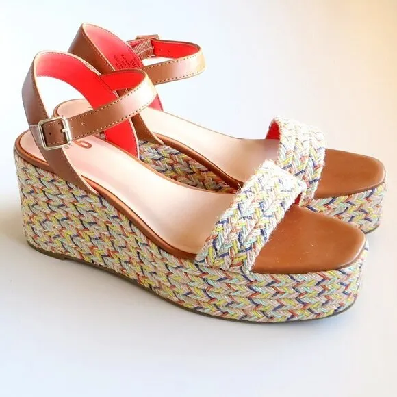 Mix No. 6 Cammie Multicolor Platform Wedge Heel Espadrille Sandals Summer Shoes