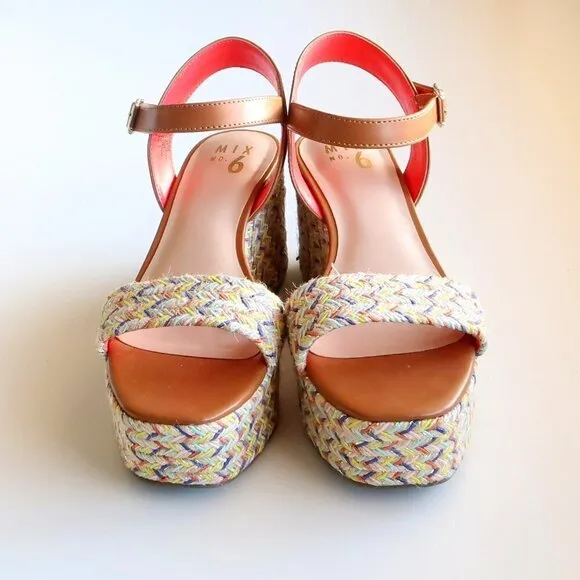 Mix No. 6 Cammie Multicolor Platform Wedge Heel Espadrille Sandals Summer Shoes