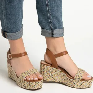 Mix No. 6 Cammie Multicolor Platform Wedge Heel Espadrille Sandals Summer Shoes