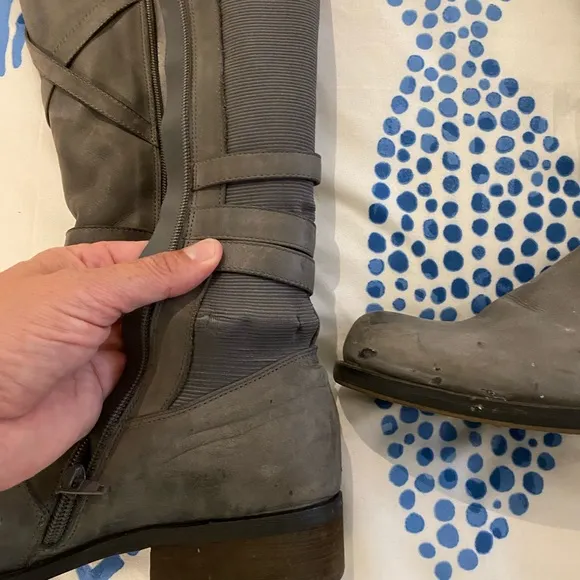 Miz Mooz Kira tall grey soft leather boots with zip up size 11