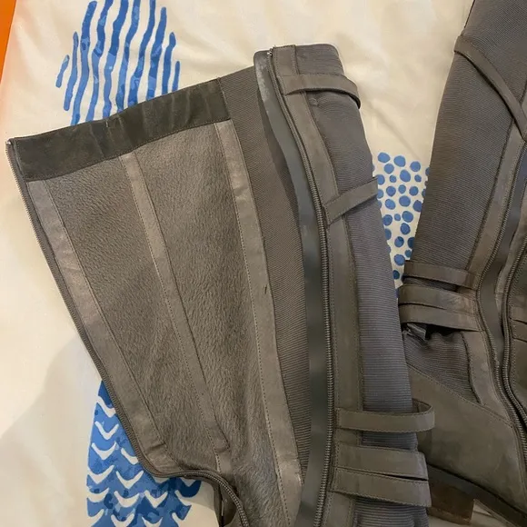 Miz Mooz Kira tall grey soft leather boots with zip up size 11