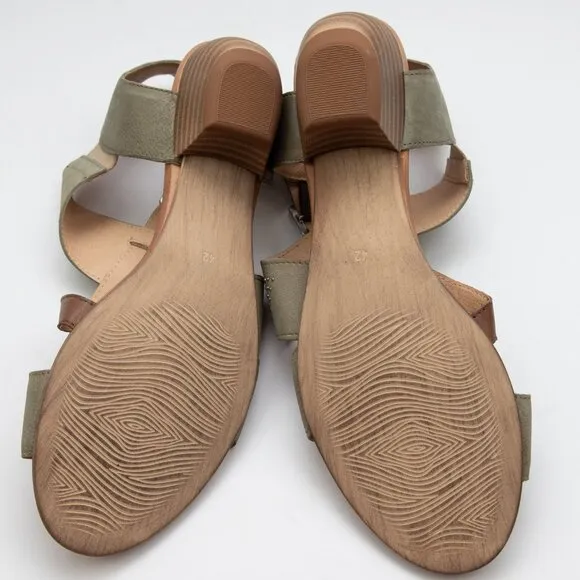 Miz Mooz Sienna Sandals Cutout Shoes Studs Strappy Leather Sage Green Brown 42