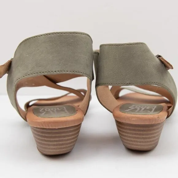 Miz Mooz Sienna Sandals Cutout Shoes Studs Strappy Leather Sage Green Brown 42