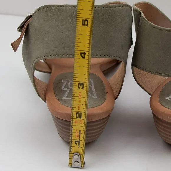 Miz Mooz Sienna Sandals Cutout Shoes Studs Strappy Leather Sage Green Brown 42