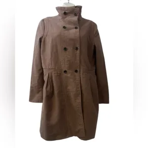 MNG by Mango Women’s L Brown Double-Breasted Military Trench Coat Jacket Chic