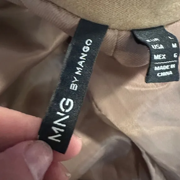 MNG by Mango Women’s L Brown Double-Breasted Military Trench Coat Jacket Chic