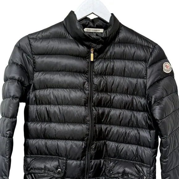 MONCLER Lans Light Weight Down Jacket Black Puffer Womens Est. Size XXS