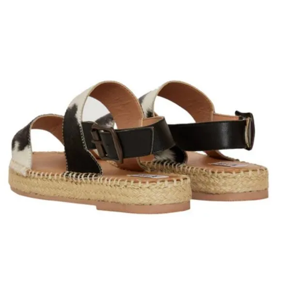 MYRA BAG Mignon Espadrille Hair-On Black &amp; White Western Sandals 6-10 NWT