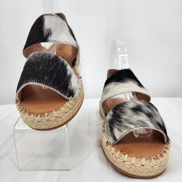 MYRA BAG Mignon Espadrille Hair-On Black &amp; White Western Sandals 6-10 NWT
