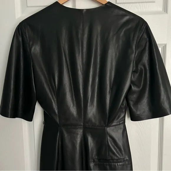 Nanushka Helisa Black Vegan Leather Ruched Midi Dress s Women’s Size S