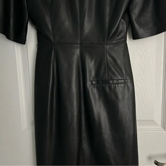 Nanushka Helisa Black Vegan Leather Ruched Midi Dress s Women’s Size S