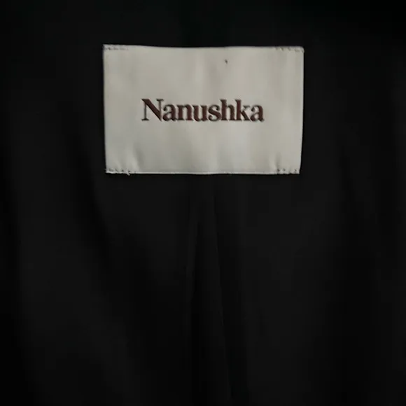 Nanushka Helisa Black Vegan Leather Ruched Midi Dress s Women’s Size S