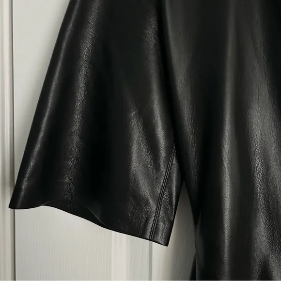 Nanushka Helisa Black Vegan Leather Ruched Midi Dress s Women’s Size S