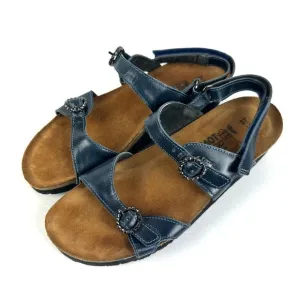 Naot Pamela Sandals 37 Blue Leather Rhinestone Comfort Shoes Womens 6