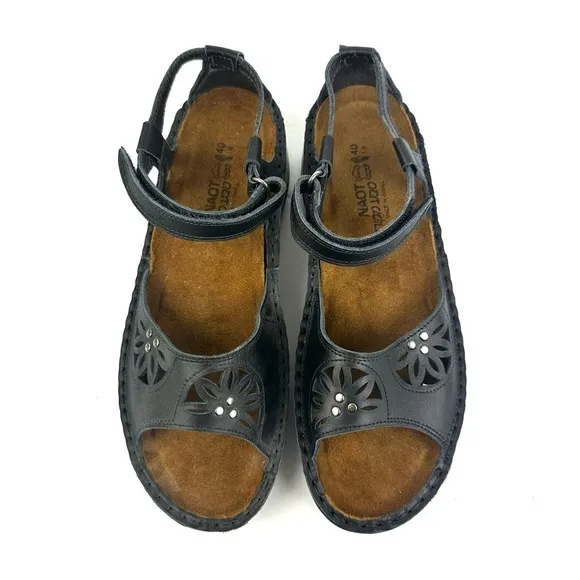 Naot Sandals 40 Back Leather Comfort Floral Cutout Shoes Womens 9
