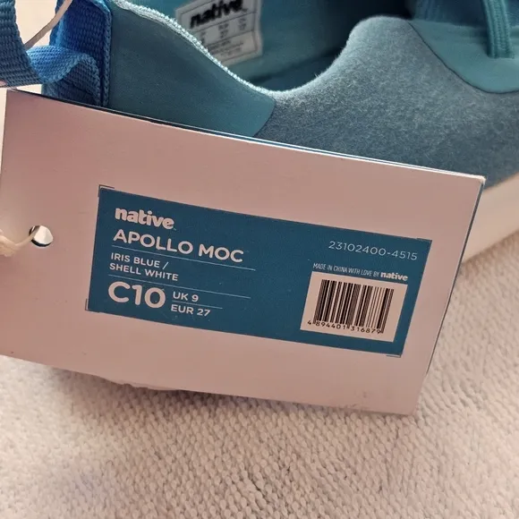 Native Shoes Apollo Moc Iris Blue White Lightweight Slip On Toddler Size 10/C10