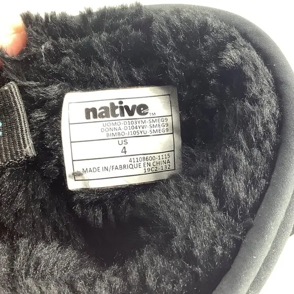 NATIVE x Save the Duck Boots Boy Size 4 Black Water Resistant Lhoste Faux Fur