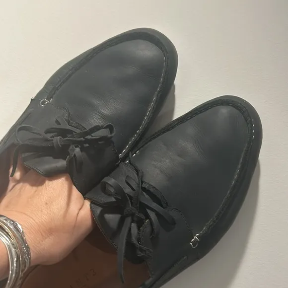 Navy Blue Adelante Shoe Co. Leather Boat Shoes