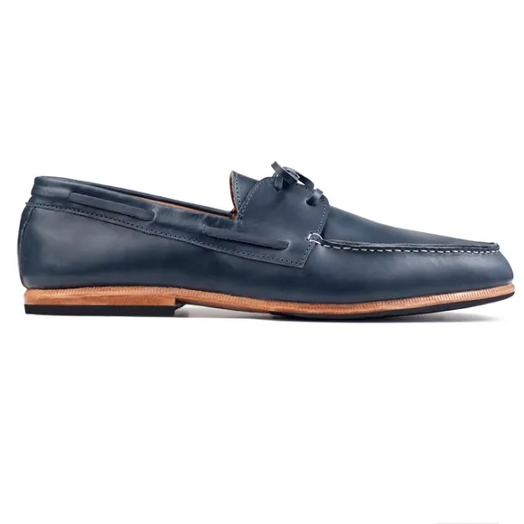 Navy Blue Adelante Shoe Co. Leather Boat Shoes