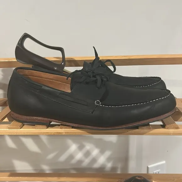 Navy Blue Adelante Shoe Co. Leather Boat Shoes