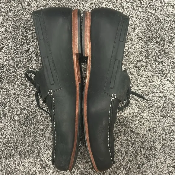 Navy Blue Adelante Shoe Co. Leather Boat Shoes