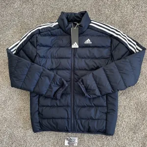 New Adidas Essentials Down Insulated Puffer Jacket Navy Blue White Coat Mens