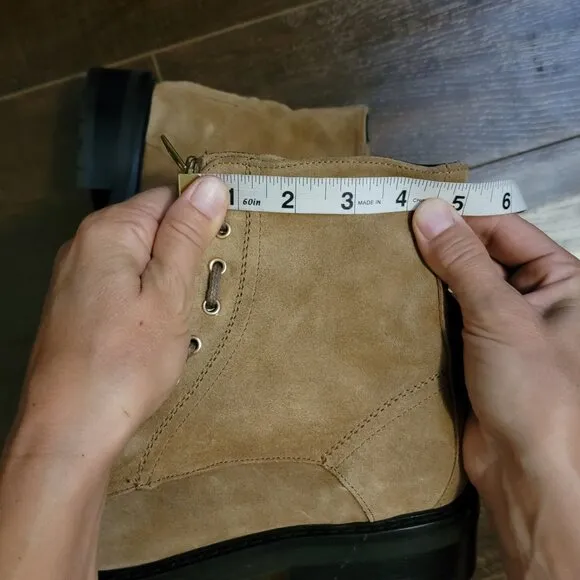 NEW ALLSAINTS Ariel Combat Boots Womens 9 Hipster Grunge Y2K Luxury Beige Suede