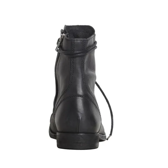 NEW AllSaints Mens Leather Cropped Military Boots Black US 11 EU 44 UK 10 Laces
