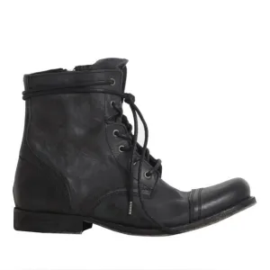 NEW AllSaints Mens Leather Cropped Military Boots Black US 11 EU 44 UK 10 Laces
