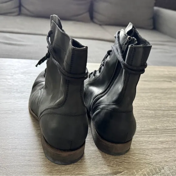 NEW AllSaints Mens Leather Cropped Military Boots Black US 11 EU 44 UK 10 Laces