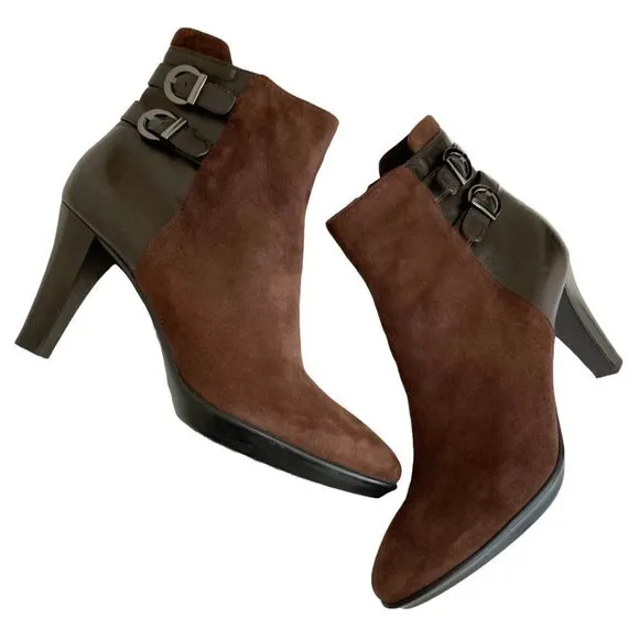 NEW AQUATALIA Roma Waterproof Suede Leather Side Zip Buckle Ankle Bootie