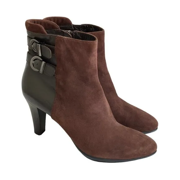NEW AQUATALIA Roma Waterproof Suede Leather Side Zip Buckle Ankle Bootie