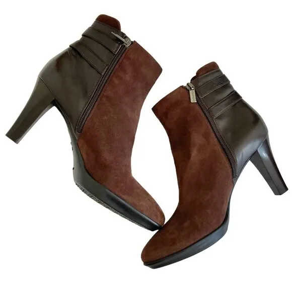 NEW AQUATALIA Roma Waterproof Suede Leather Side Zip Buckle Ankle Bootie