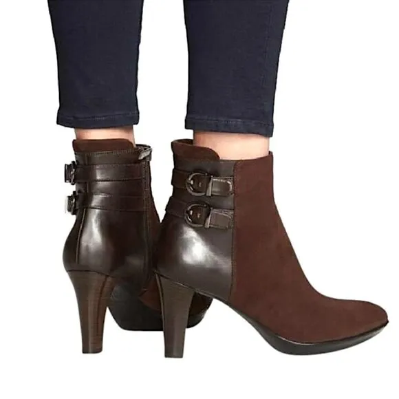 NEW AQUATALIA Roma Waterproof Suede Leather Side Zip Buckle Ankle Bootie