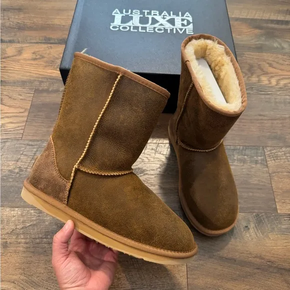 NEW Australia Luxe Collective Men’s Cosy Short Chestnut Fashion Boots Size 9