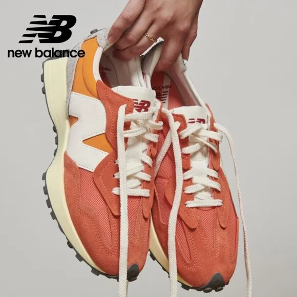 New Balance 327 Unisex Women 11 / Men 9.5 Casual Sneakers Shoes Orange Sun White