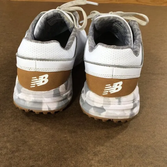New Balance Brighton Golf Shoes Mens Size 8.5 2E Wide White Brown NBG2010WBR