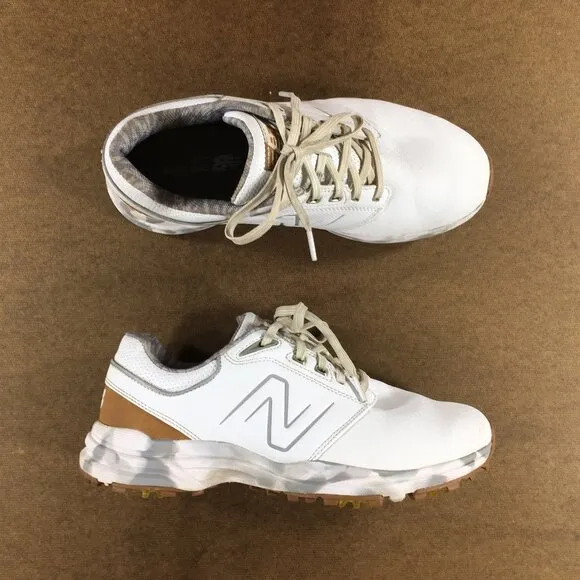 New Balance Brighton Golf Shoes Mens Size 8.5 2E Wide White Brown NBG2010WBR