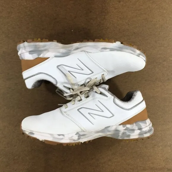 New Balance Brighton Golf Shoes Mens Size 8.5 2E Wide White Brown NBG2010WBR