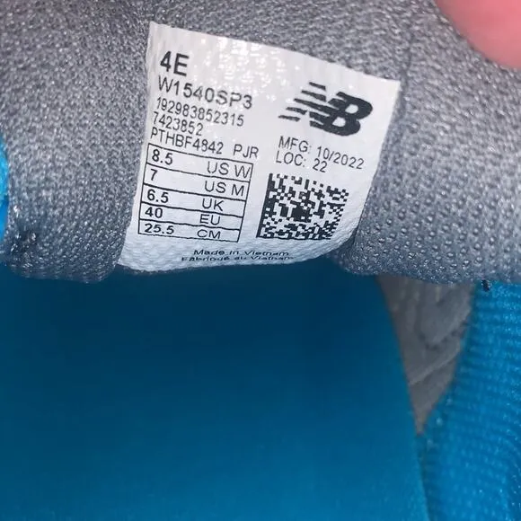 NEW BALANCE Women’s 1540v3 Running Shoes. Grey and Blue. 8.5 4E (XX Wide).