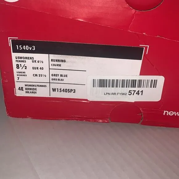 NEW BALANCE Women’s 1540v3 Running Shoes. Grey and Blue. 8.5 4E (XX Wide).
