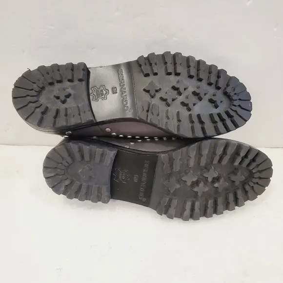NEW Bernardo OWEN Gray Glove Leather Silver Studs Lug Oxford Shoes