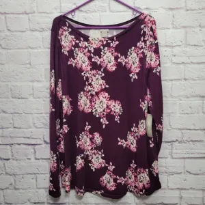 NEW Chico's Floral Bateau Neck Pullover Sweater Purple Pink Women Sz XL(3)