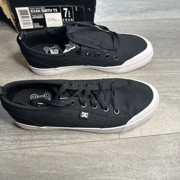 NEW DC Evan Smith TX Pro ADYS300275 Black Canvas Skate Sneaker Shoes Men'sUS 7.5
